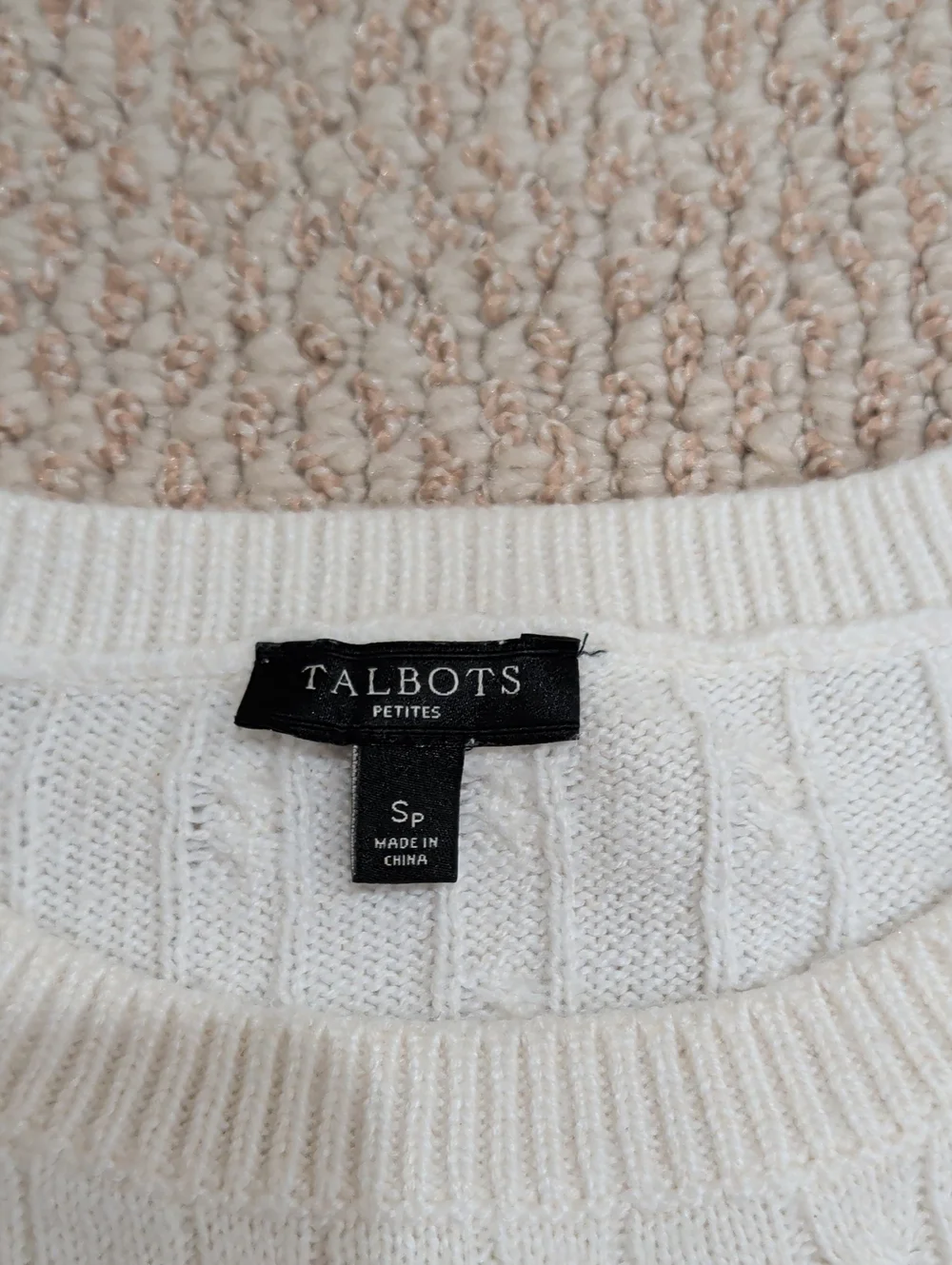 Talbots Cream Cable-Knit Shoulder-Button Sweater - Picture 2 of 3